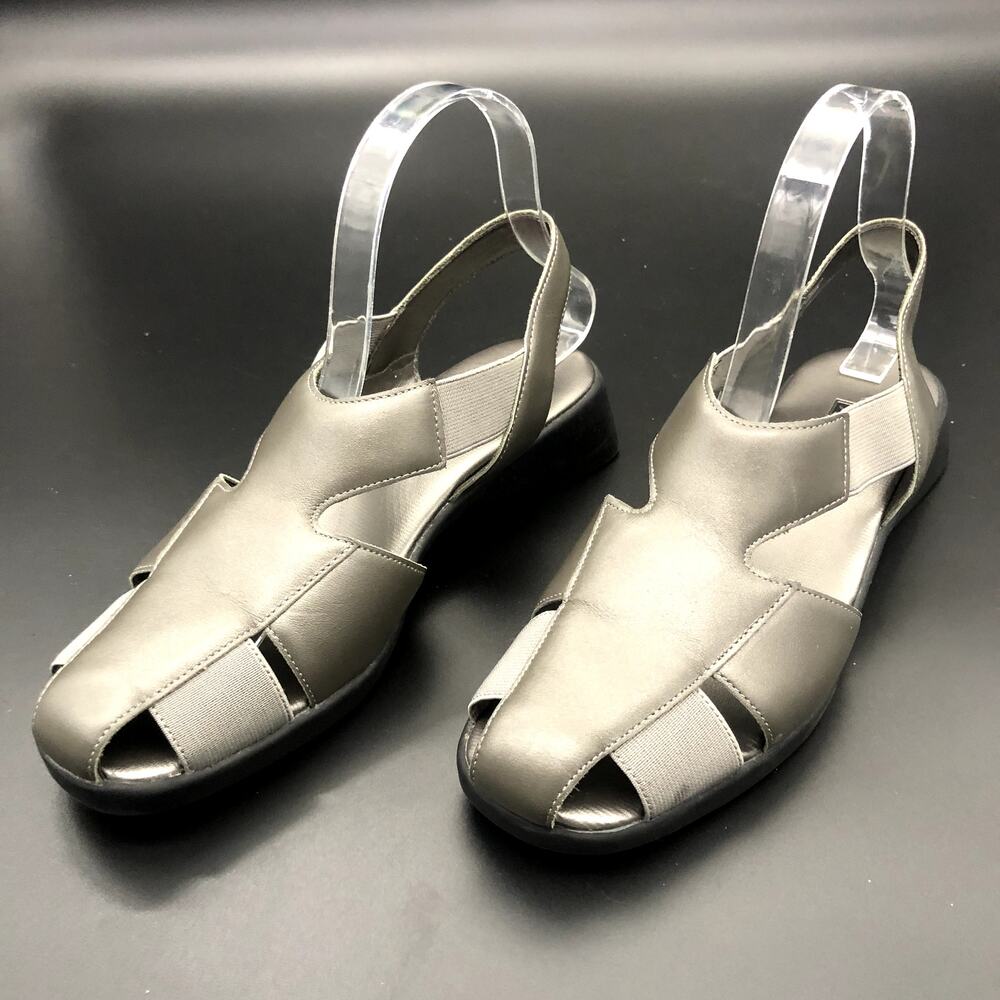 Jasmin Sport Bronze Leather Wedge Sandals, Women's Size 7.5M/EUR 38